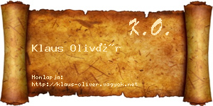 Klaus Olivér névjegykártya